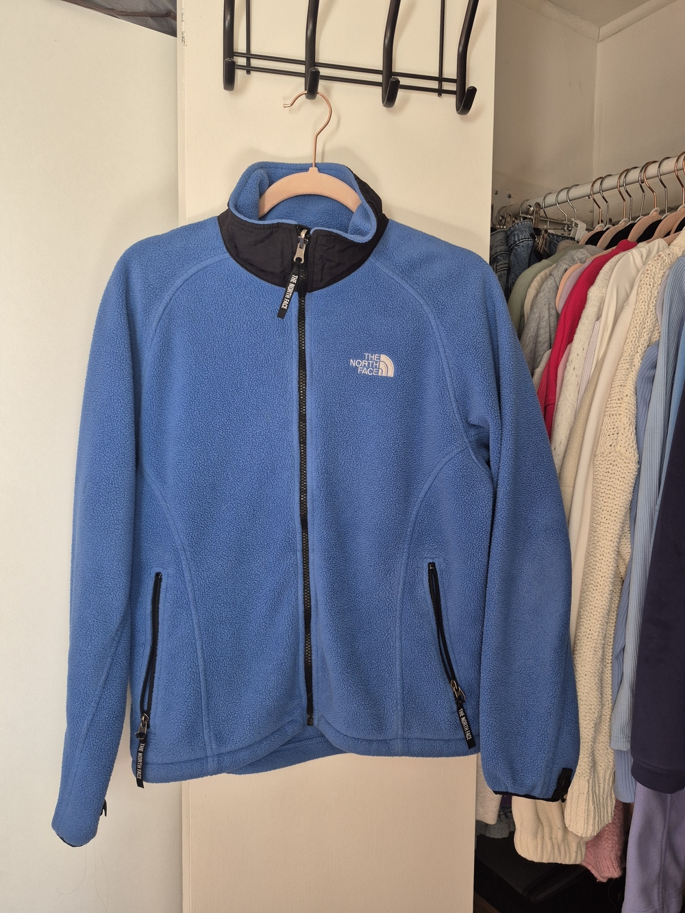 The North Face Light Blue Fleece Jacket with Black Trim